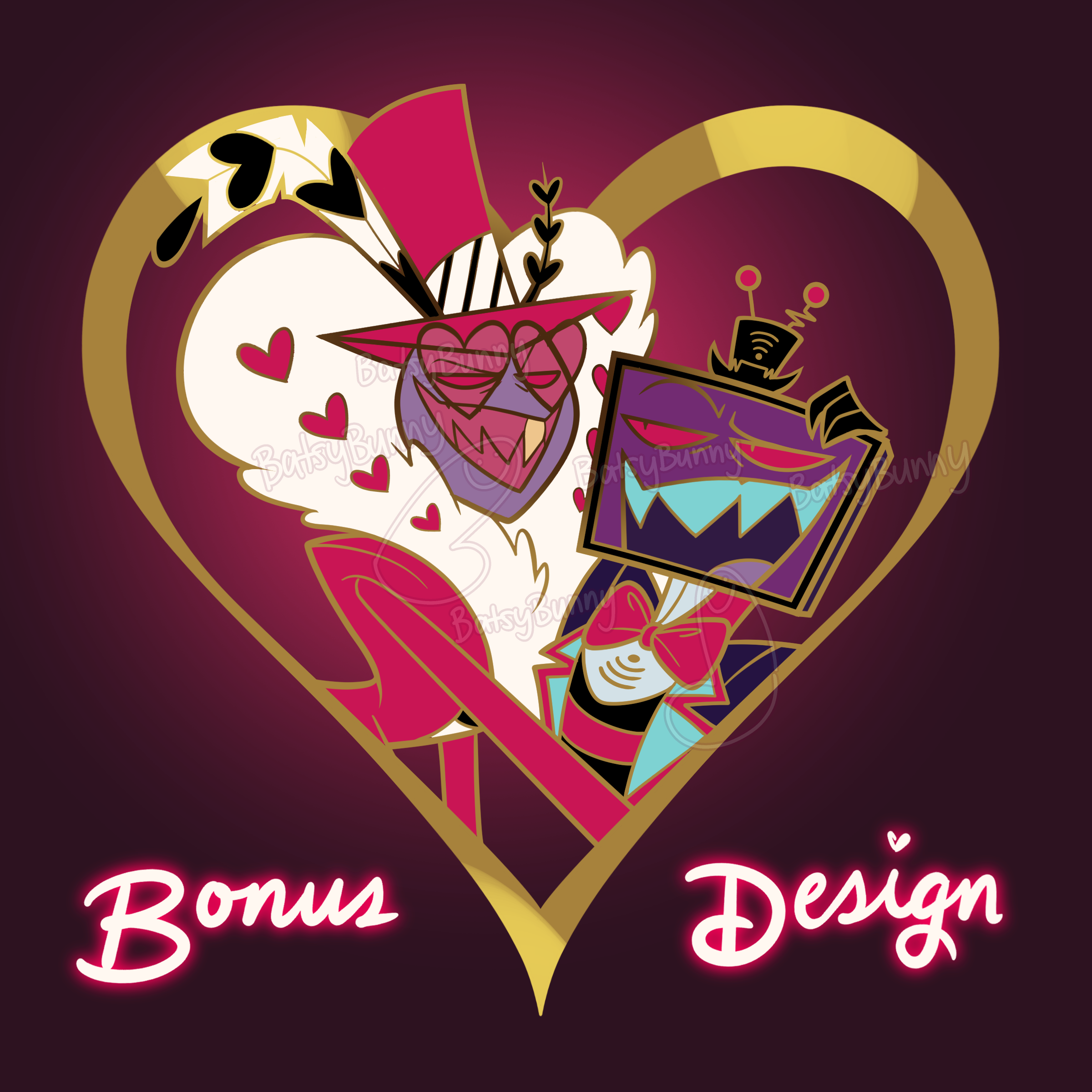 2.5in Hazbin Hotel StaticMoth VoxVal Valentines Hard Clear Enamel Pin ...